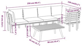 6 pcs conjunto lounge de jardim c/ almofadões acácia maciça