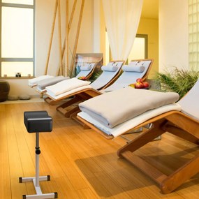 Apoio de Pés para Pedicure e Manicure com Altura Regulável de 44-65 cm e Almofada Equipamento Profissional para Salões de Beleza Preto