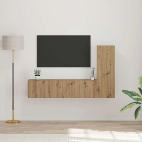 vidaXL Conjunto de móvel de TV com prateleira 3 pcs carvalho artisiano