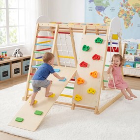 Estrutura de Escalada Infantil 8 em 1, 119 x 115 x 117 cm, Dobrável com Escorrega e Baloiço, Multicolor