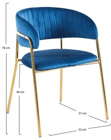 Cadeira Moniel Golden Veludo - Azul