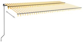 Toldo retrátil manual com LED 600x350 cm amarelo e branco
