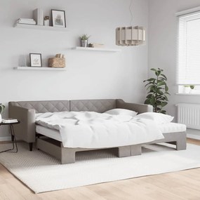 Sofá-cama + gavetão/colchões 100x200cm tecido cinza-acastanhado