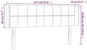 Cabeceira de cama c/ abas veludo 147x16x78/88cm cinzento-escuro