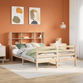 vidaXL Cama com estante sem colchão 120x200 cm pinho maciço