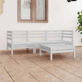 vidaXL 4 pcs conjunto lounge de jardim pinho maciço branco