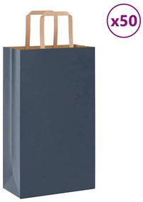 vidaXL Sacos de papel 50 unid com alças azul 21x11x36 cm