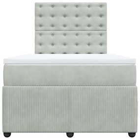 Cama boxspring c/ colchão 120x200 cm veludo cinzento-claro