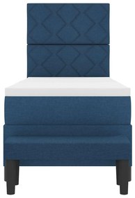 Cama Box Spring com Colchão &amp; Banco Azul 80x200 cm Tecido
