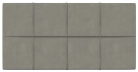 Painel de parede 12 pcs 60x30 cm veludo 2,16 m² cinzento-claro