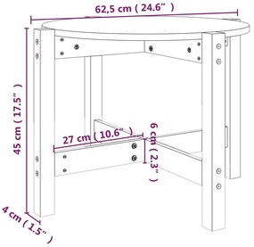 Mesa de centro Ø 62,5x45 cm madeira pinho maciça castanho-mel