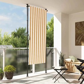 vidaXL Estore de rolo exterior 100x270 cm tecido/aço laranja e branco