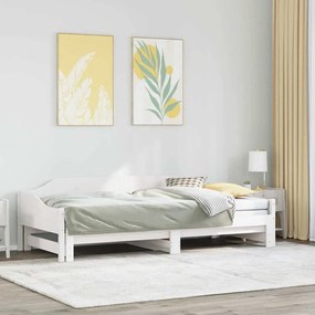 Sofá-cama com gavetão 80x200 cm madeira de pinho maciça branco