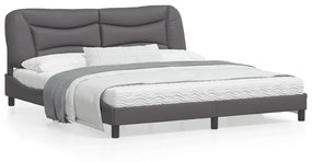 vidaXL Estrutura de cama c/ luzes LED 180x200cm couro artificial cinza