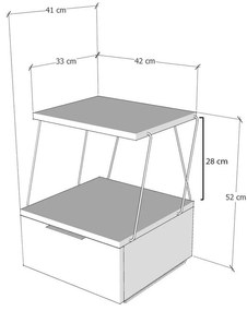 Mesa de Cabeceira Tekoba – Amarela – 42x52x41 cm