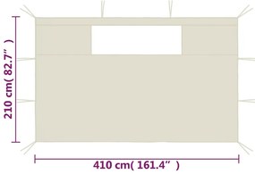 Paredes laterais para gazebo com janelas 2 pcs creme