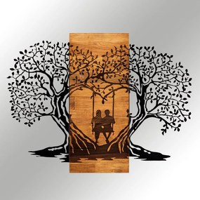 Acessório Decorativo de Parede Eva – Preto e Nogueira – 76 x 58 cm
