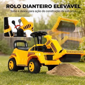 Trator Sem Pedais com Rolo Dianteiro Elevável Buzina e Arrumação Amarelo