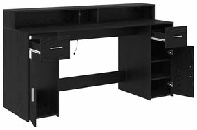 Escrivaninha Carvalho Preto 160x55x91 cm Madeira Engenheirada
