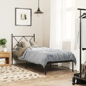 Estrutura de cama metal s/ colchão c/ cabeceira 75x190 cm preto