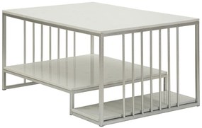 MESA DE CENTRO KAYSERI 90X60X45 CM PRATA E BRANCO