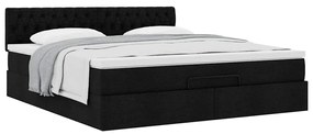 Estrutura de cama otomana com colchão 160x200 cm tecido preto
