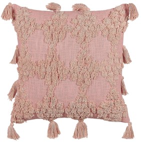 Conjunto de 2 almofadas decorativas tufadas em algodão rosa 45 x 45 cm TORENIA Beliani