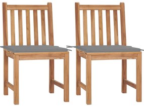 vidaXL Cadeiras de jardim c/ almofadões 2 pcs teca maciça