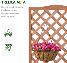 Outsunny Floreira com Treliça de Madeira Caixa de Plantio com Suporte para Plantas Trepadeiras para Cultivo de Plantas Flores Terraço Jardim Exterior 76x36x170cm Marrom
