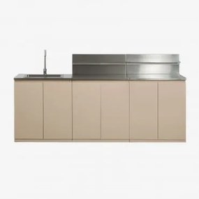 Cozinha Modular De Exterior De 3 Peças Com Lava-louças, Painel Organizador E Arrumação Em Aço Rivana Tapioca Bege & Cinza Escovado Rintran - Sklum