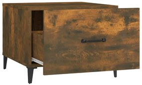Mesas de centro com pernas de metal 2 pcs 50x50x40 cm fumado