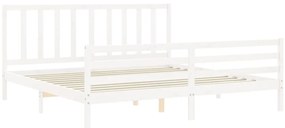 Cama sem colchão 200x200 cm madeira de pinho maciça branco