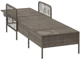 Espreguiçadeira Cinza Rattan PE 157 x 55 x 92 cm Dobrável