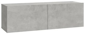Conjunto móveis de TV 4 pcs madeira processada cinzento cimento