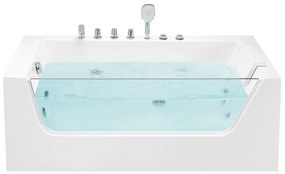 Banheira de hidromassagem de canto versão à direita em acrílico branco 170 x 80 cm PUQUIO Beliani