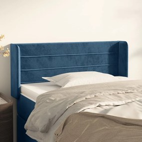 Cabeceira de cama c/ abas veludo 103x16x78/88cm azul-escuro