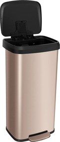 Caixote do lixo de cozinha 68 litros 40 x 38 x 78 cm (C x L x A) com tampa metálica com pedal Ouro rosa