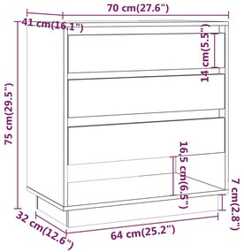 Cómoda Moura de 3 Gavetas - Carvalho - Design Nórdico