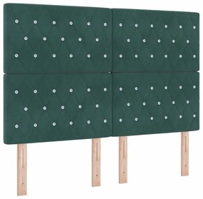 Cama Box Spring com Colchão &amp; Banco Verde Escuro 140x190 cm Veludo
