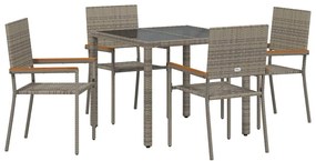Conjunto de Jantar de Jardim de 5 Peças Cinza Vime Rattan