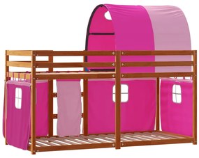 Beliche com cortinas 90x190 cm madeira de pinho maciça rosa