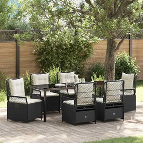 vidaXL Conjunto de Jantar de Jardim 7 Peças Preto de Polirattan