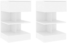 vidaXL Mesas de cabeceira 2 pcs 40x35x65cm derivados de madeira branco