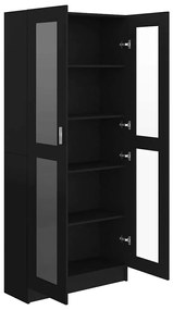 Armário vitrine 82,5x30,5x185,5 cm derivados de madeira preto