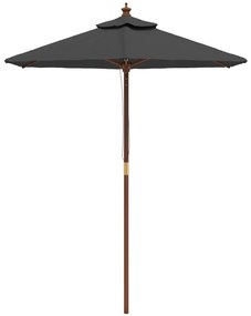 Guarda-sol de jardim com poste de madeira 196x231 cm antracite