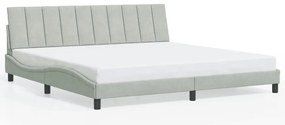 Estrutura de cama c/ luzes LED 200x200 cm veludo cinzento-claro