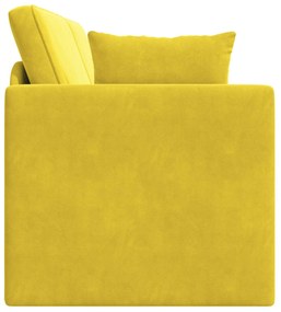 Sofá-Cama de Chão 2 em 1 Amarelo 213x144x60 cm Veludo