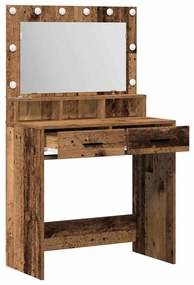 Mesa de Maquilhagem com Luzes LED em Madeira Antiga 79x41x135 cm