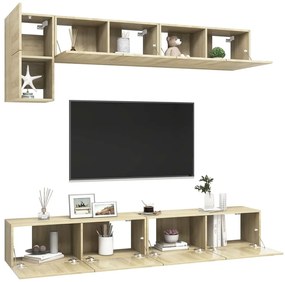 5pcs conjunto de móveis de TV derivados madeira carvalho sonoma
