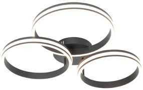 Candeeiro de teto preto com LED 3-passos regulável 3-luzes - Navara